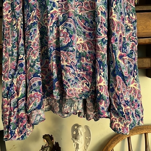 MATILDA JANE In the Maze Asymmetrical Blue/Pink/Cream Paisley Top, Small, EUC. - Picture 8 of 10